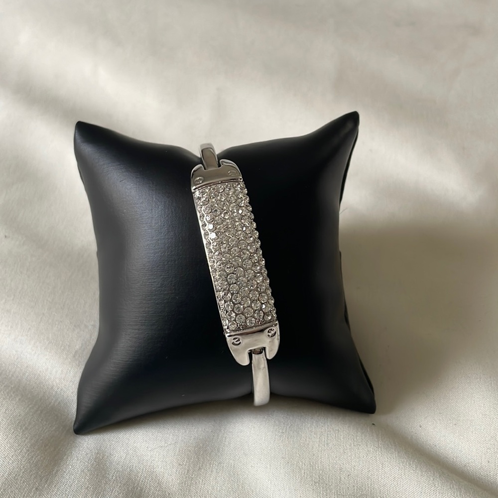 Silver pave clasp bracelet